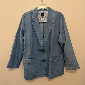J.Jill Faded Denim Boyfriend Blazer Size LP